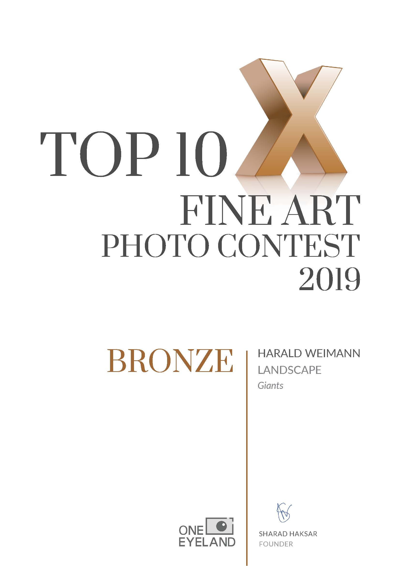 INNER OF PX3, Prix de la Photographie Paris

Harald Weimann of Germany was awarded Gold in the PX3 2018 Competition. 

Harald Weimann of Germany was Awarded: Gold in category Fine Art for the entry entitled, 